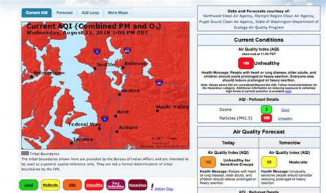 Current particle pollution air quality information for your location; Fire locations and smoke plumes; Smoke Forecast Outlooks, where available; and, Recommendations for actions to take to protect yourself from smoke. These recommendations were developed by EPA scientists who are experts in air quality and health. 
